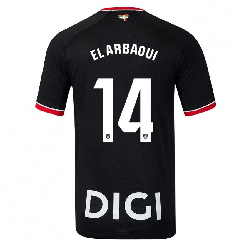Danxen Barn Ilyas El Arbaoui #14 Svart Vit Röd Bortatröja Matchtröjor 2026/27 Tröjor T-Tröja