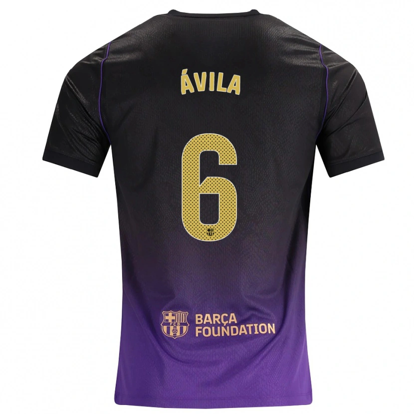 Danxen Barn Dani Ávila #6 Lila Gul Svart Bortatröja Matchtröjor 2026/27 Tröjor T-Tröja