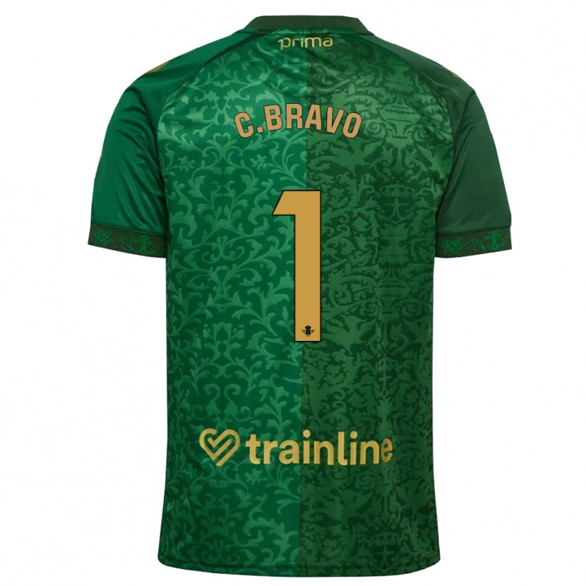 Danxen Barn Claudio Bravo #1 Skogsgrön Mörk Guldbrun Bortatröja Matchtröjor 2026/27 Tröjor T-Tröja