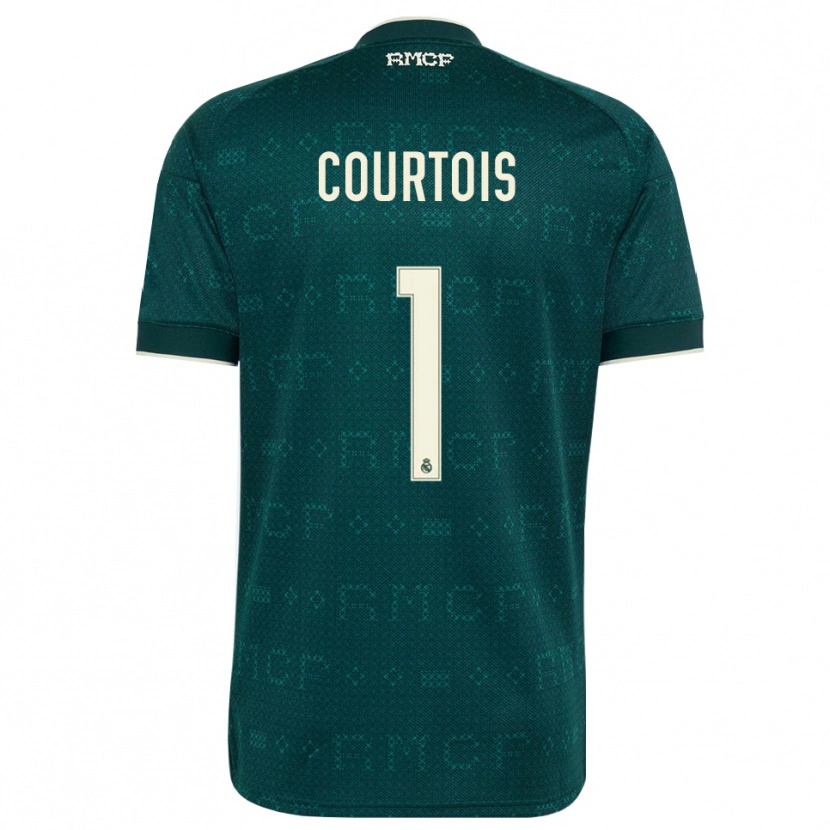 Danxen Barn Thibaut Courtois #1 Mörk Skiffergrå Vit Bortatröja Matchtröjor 2026/27 Tröjor T-Tröja
