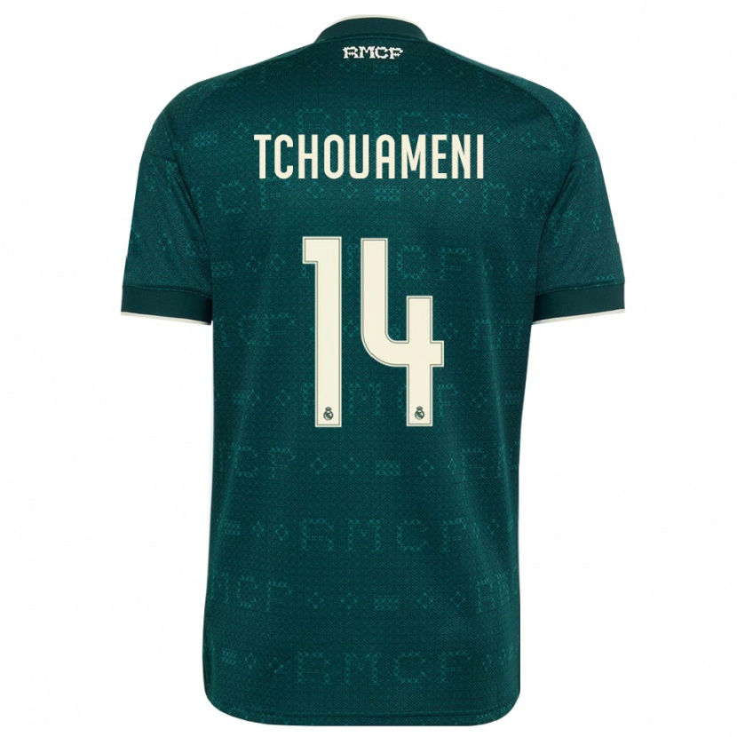 Danxen Barn Aurélien Tchouaméni #14 Mörk Skiffergrå Vit Bortatröja Matchtröjor 2026/27 Tröjor T-Tröja