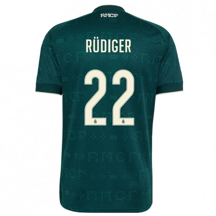 Danxen Barn Antonio Rüdiger #22 Mörk Skiffergrå Vit Bortatröja Matchtröjor 2026/27 Tröjor T-Tröja