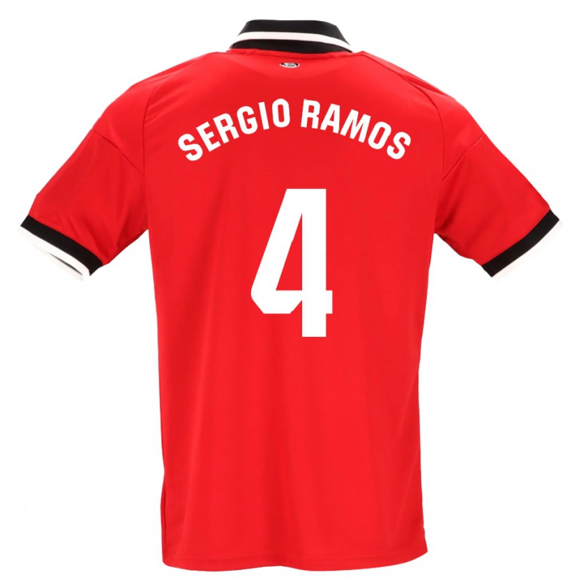 Danxen Barn Sergio Ramos #4 Svart Vit Röd Bortatröja Matchtröjor 2026/27 Tröjor T-Tröja