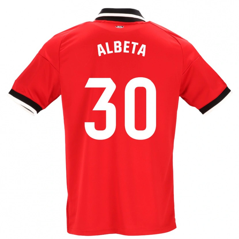 Danxen Barn Alba María López Montiel #30 Svart Vit Röd Bortatröja Matchtröjor 2026/27 Tröjor T-Tröja