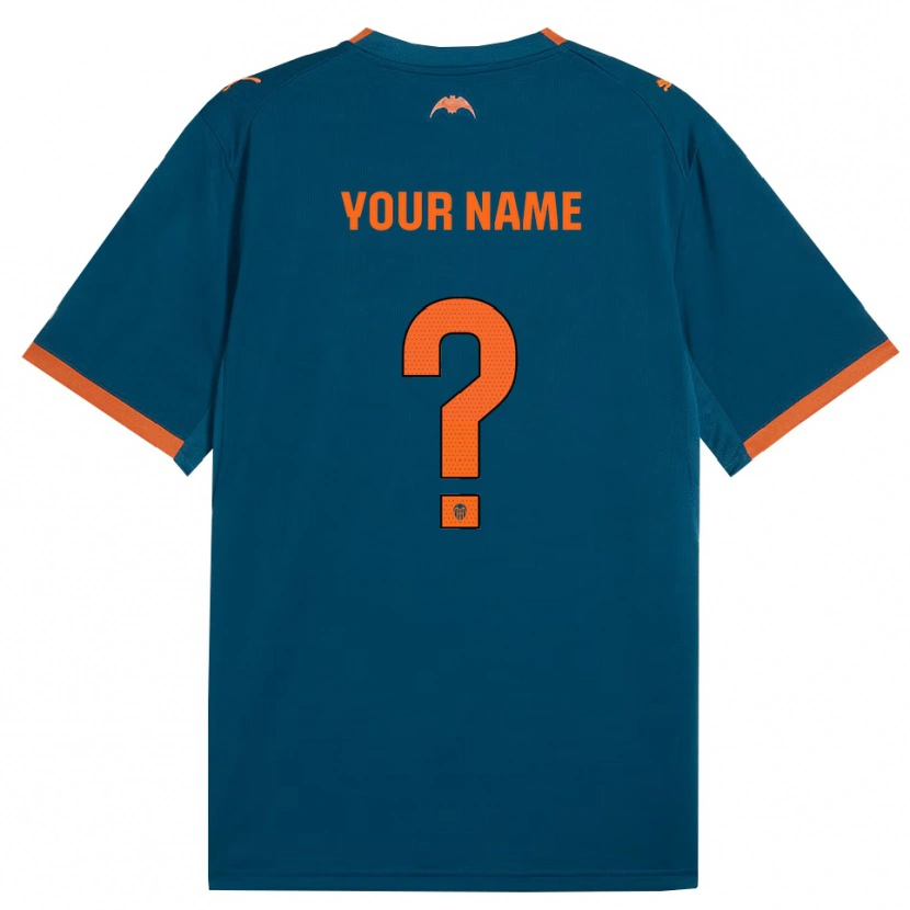 Danxen Barn Ditt Namn #0 Stålblå Orange Bortatröja Matchtröjor 2026/27 Tröjor T-Tröja