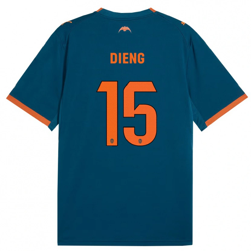 Danxen Barn Aliou Dieng #15 Stålblå Orange Bortatröja Matchtröjor 2026/27 Tröjor T-Tröja