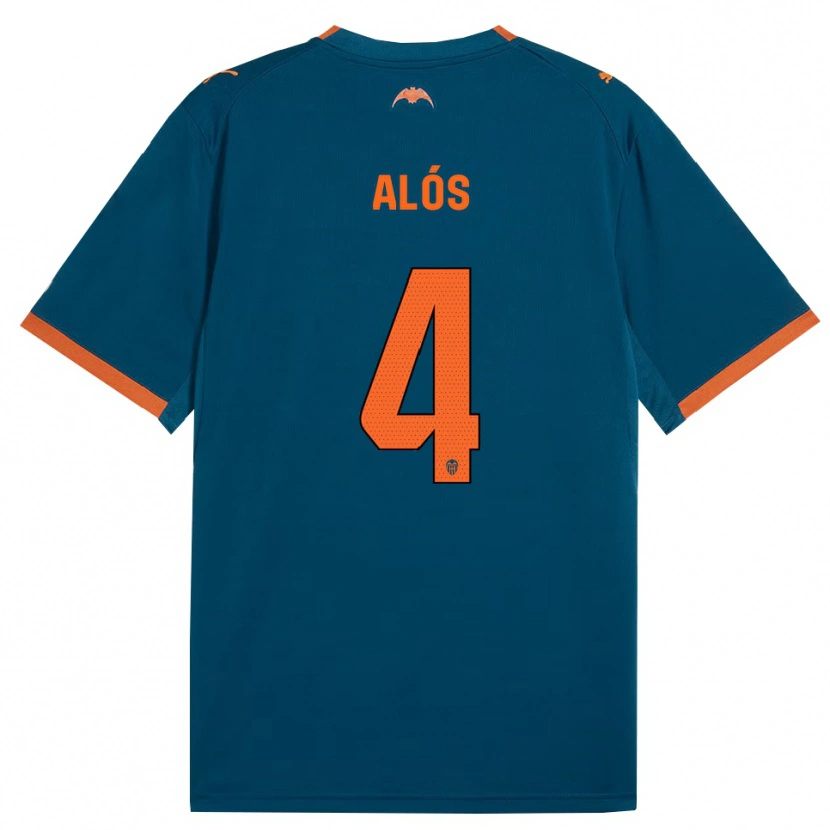 Danxen Barn Carlos Alós #4 Stålblå Orange Bortatröja Matchtröjor 2026/27 Tröjor T-Tröja