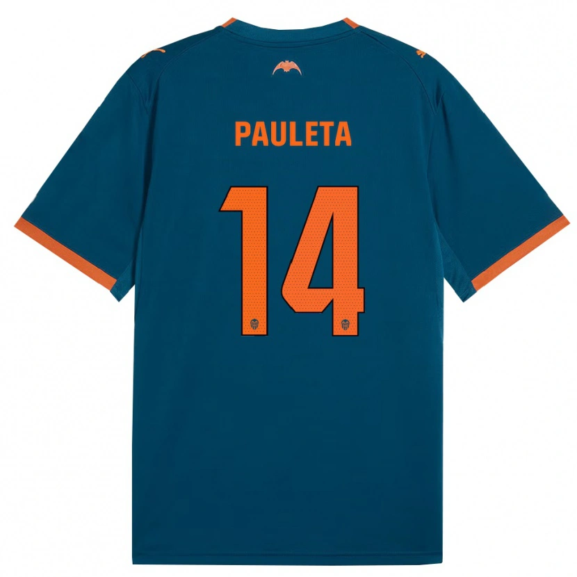 Danxen Barn Paula Sancho González #14 Stålblå Orange Bortatröja Matchtröjor 2026/27 Tröjor T-Tröja