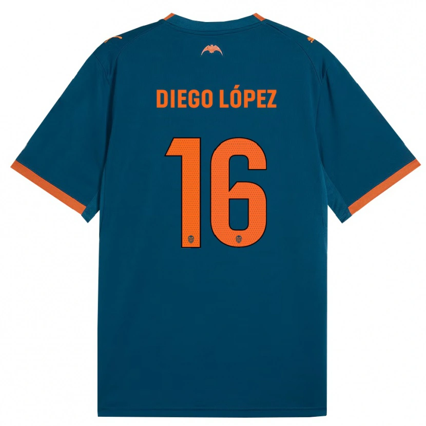 Danxen Barn Diego López #16 Stålblå Orange Bortatröja Matchtröjor 2026/27 Tröjor T-Tröja