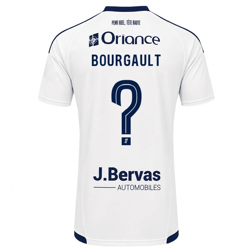Danxen Barn Justin Bourgault #0 Marinblå Vit Bortatröja Matchtröjor 2026/27 Tröjor T-Tröja