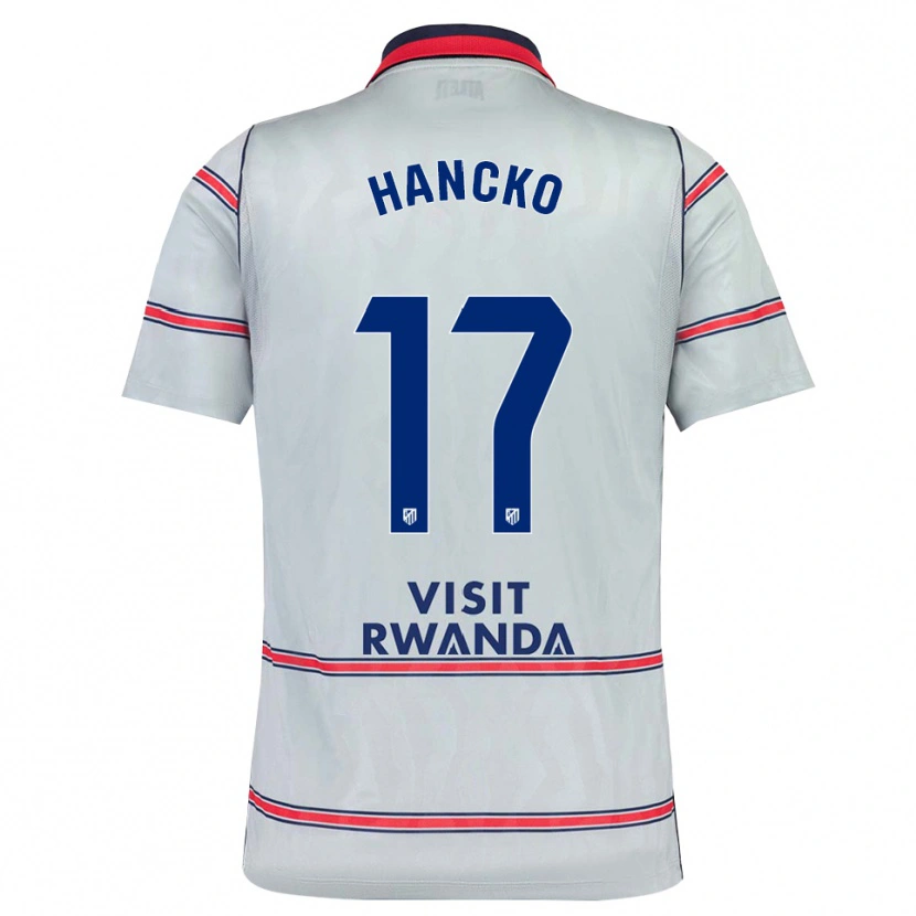 Danxen Barn Dávid Hancko #17 Grå Röd Marinblå Tredjesatsen Matchtröjor 2026/27 Tröjor T-Tröja