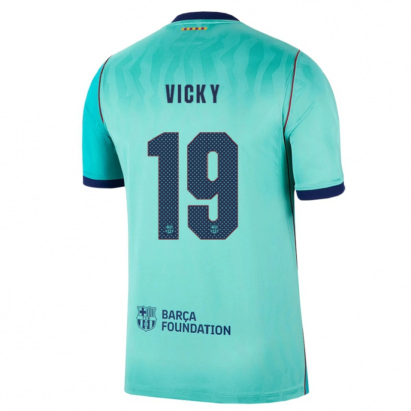 Danxen Barn Vicky López #19 Aqua Mörk Turkosa Kunglig Blå Tredjesatsen Matchtröjor 2026/27 Tröjor T-Tröja