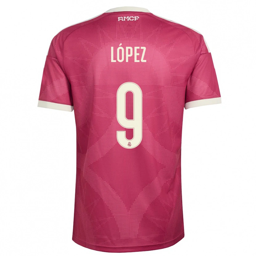 Danxen Barn Mikel López #9 Ljus Violettröd Vit Tredjesatsen Matchtröjor 2026/27 Tröjor T-Tröja