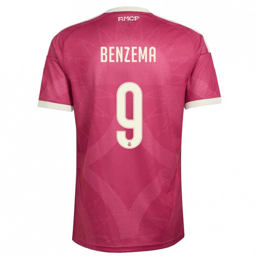 Danxen Barn Karim Benzema #9 Ljus Violettröd Vit Tredjesatsen Matchtröjor 2026/27 Tröjor T-Tröja