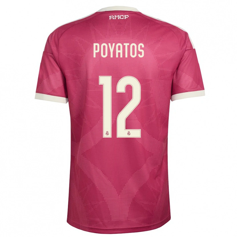Danxen Barn Marco Poyatos #12 Ljus Violettröd Vit Tredjesatsen Matchtröjor 2026/27 Tröjor T-Tröja