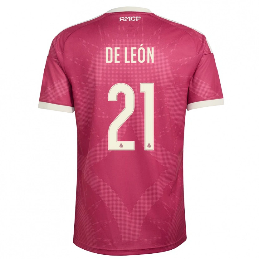 Danxen Barn Jeremy De León #21 Ljus Violettröd Vit Tredjesatsen Matchtröjor 2026/27 Tröjor T-Tröja