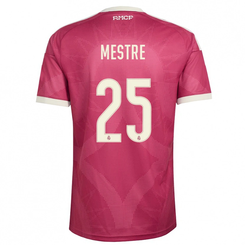 Danxen Barn Sergio Mestre #25 Ljus Violettröd Vit Tredjesatsen Matchtröjor 2026/27 Tröjor T-Tröja