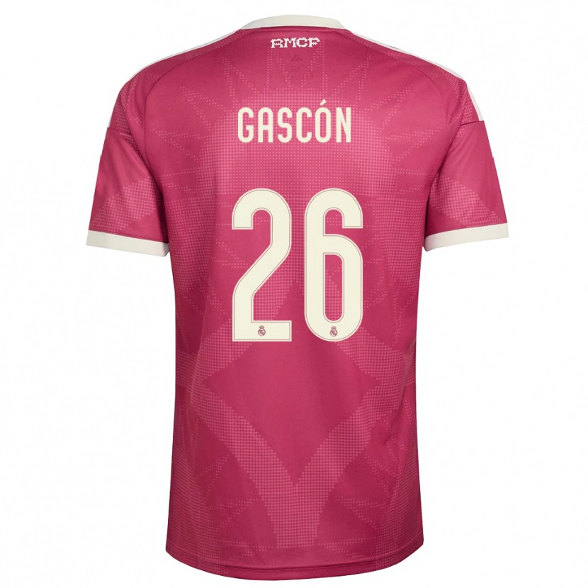 Danxen Barn Ignacio Gascón #26 Ljus Violettröd Vit Tredjesatsen Matchtröjor 2026/27 Tröjor T-Tröja