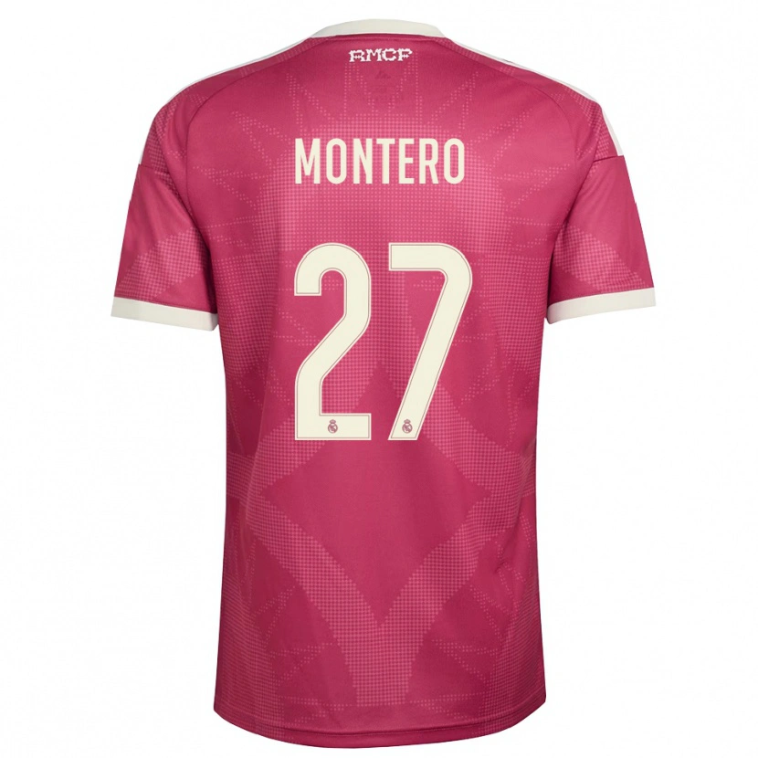 Danxen Barn Pablo Montero #27 Ljus Violettröd Vit Tredjesatsen Matchtröjor 2026/27 Tröjor T-Tröja