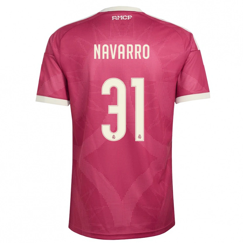 Danxen Barn Javi Navarro #31 Ljus Violettröd Vit Tredjesatsen Matchtröjor 2026/27 Tröjor T-Tröja