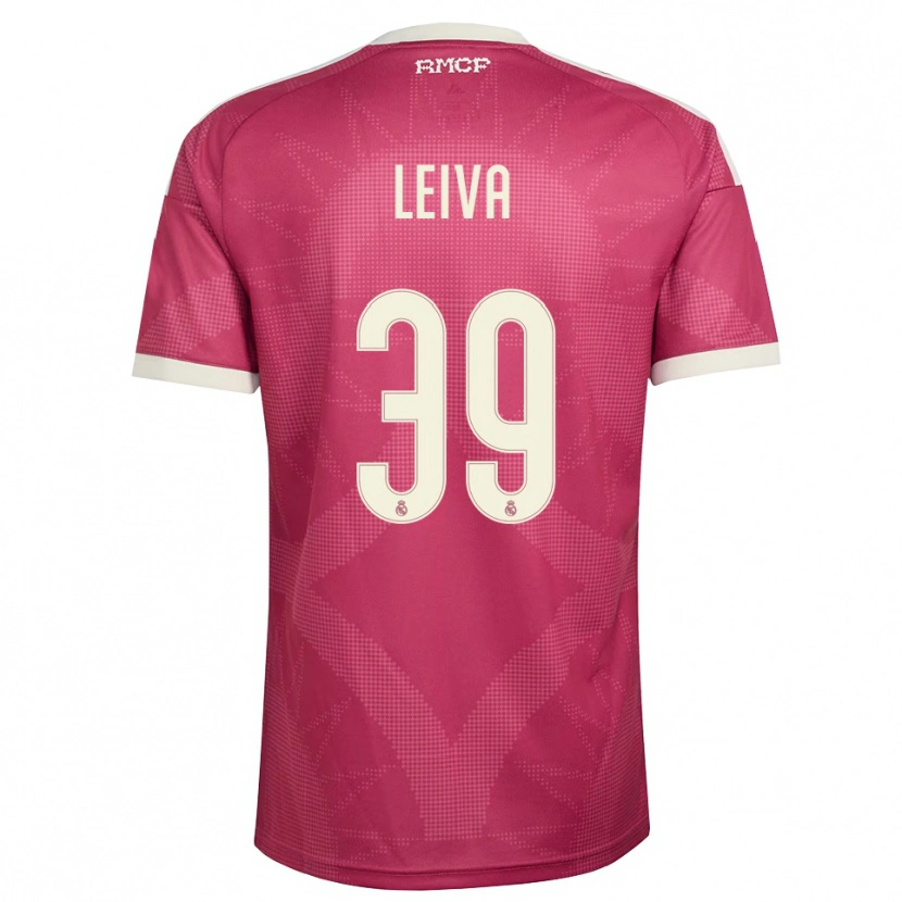 Danxen Barn Álvaro Leiva #39 Ljus Violettröd Vit Tredjesatsen Matchtröjor 2026/27 Tröjor T-Tröja