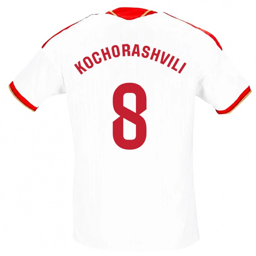 Danxen Män Giorgi Kochorashvili #8 Vit Röd Hemmatröja Matchtröjor 2026/27 Tröjor T-Tröja