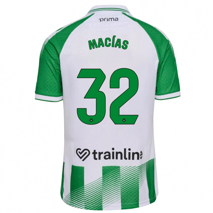 Danxen Män Curro Macías #32 Ljusgrön Svart Vit Hemmatröja Matchtröjor 2026/27 Tröjor T-Tröja