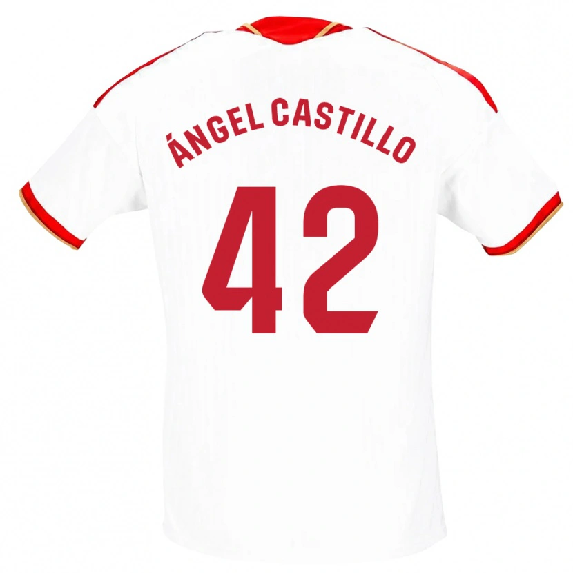 Danxen Män Manuel Ángel Castillo #42 Vit Röd Hemmatröja Matchtröjor 2026/27 Tröjor T-Tröja