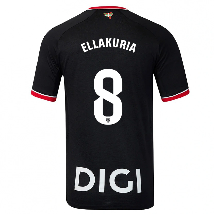 Danxen Män Eneko Ellakuria #8 Svart Vit Röd Bortatröja Matchtröjor 2026/27 Tröjor T-Tröja