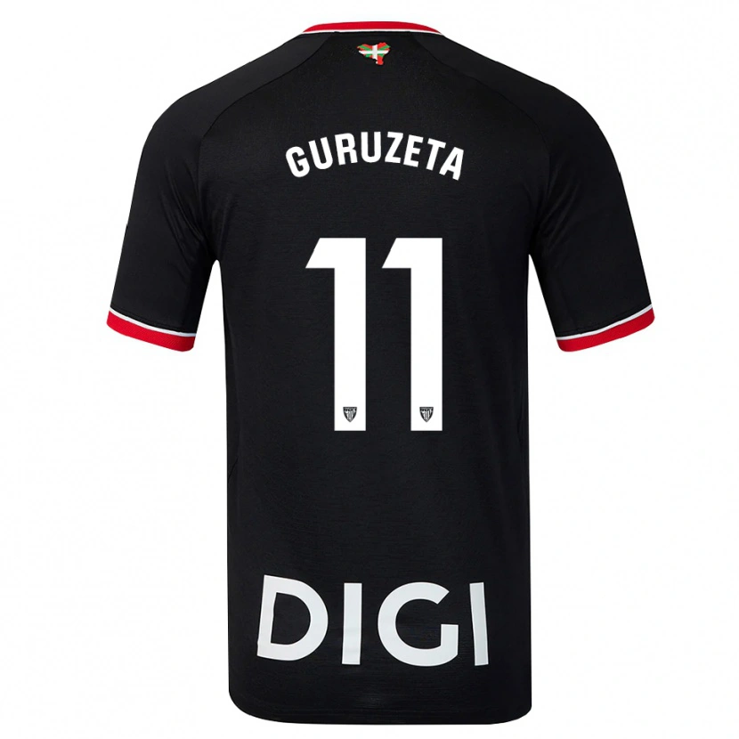 Danxen Män Gorka Guruzeta #11 Svart Vit Röd Bortatröja Matchtröjor 2026/27 Tröjor T-Tröja
