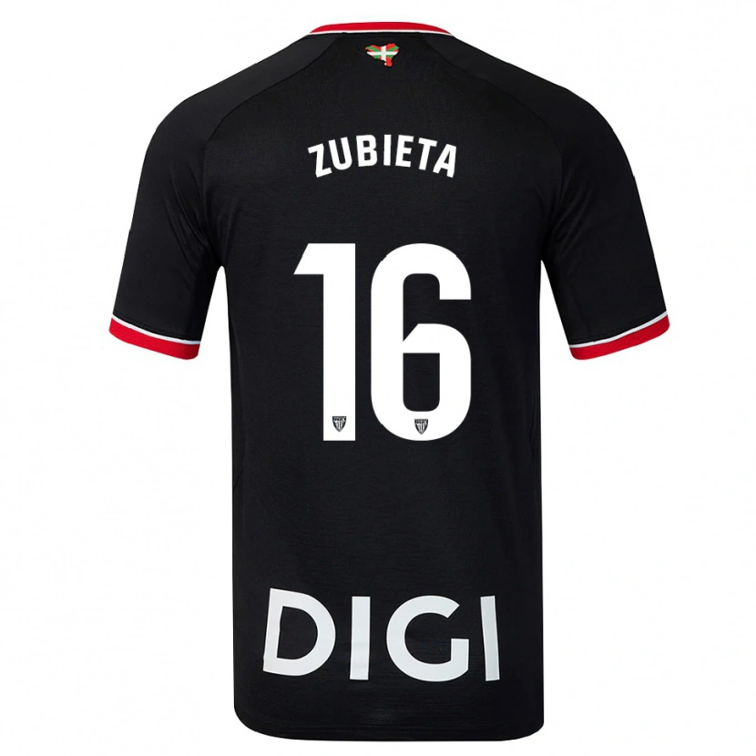 Danxen Män Maite Zubieta Arambarri #16 Svart Vit Röd Bortatröja Matchtröjor 2026/27 Tröjor T-Tröja