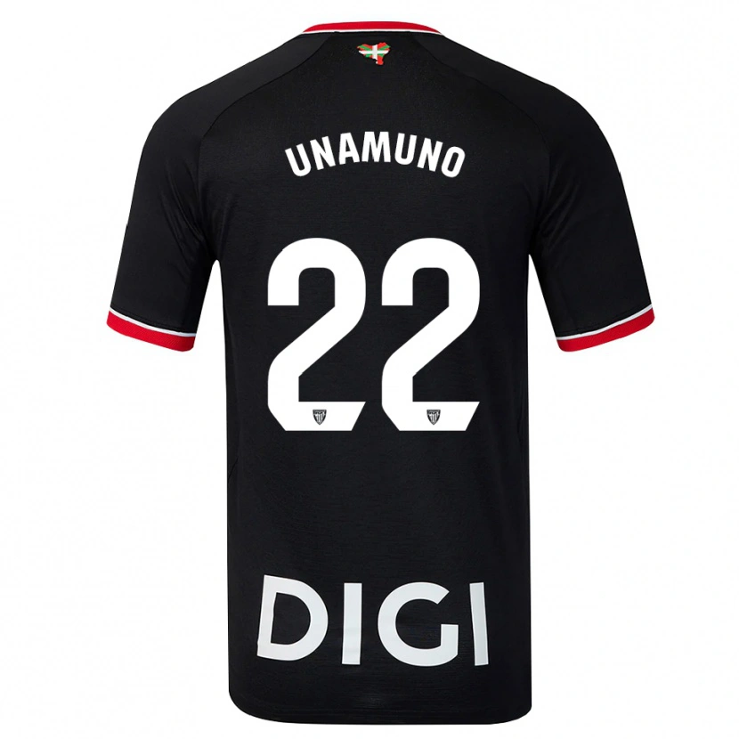 Danxen Män Oier Unamuno #22 Svart Vit Röd Bortatröja Matchtröjor 2026/27 Tröjor T-Tröja