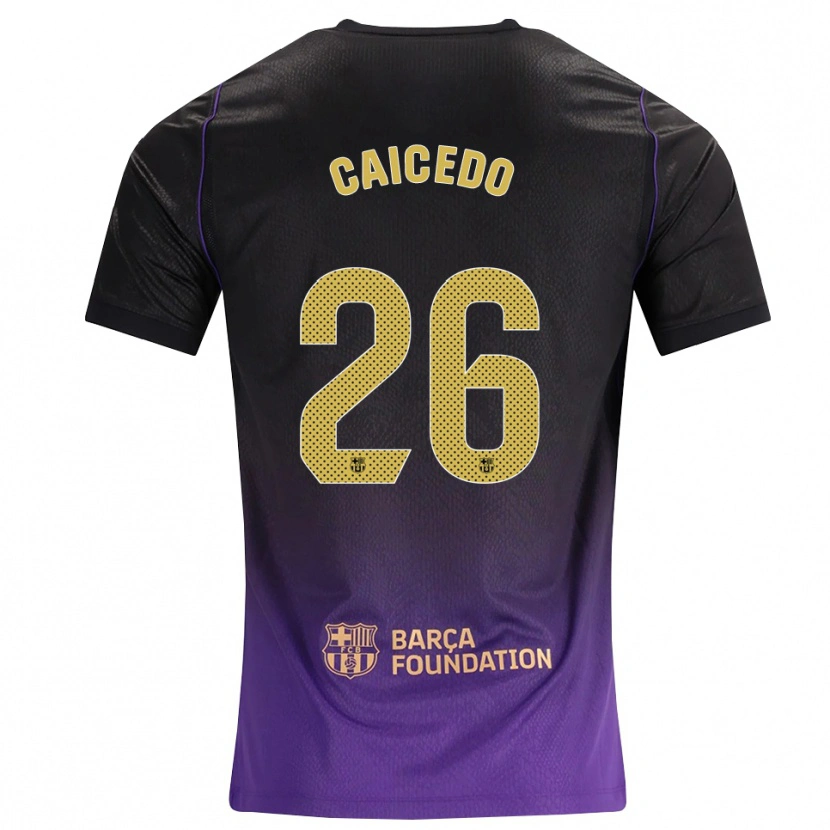 Danxen Män Josué Caicedo #26 Lila Gul Svart Bortatröja Matchtröjor 2026/27 Tröjor T-Tröja