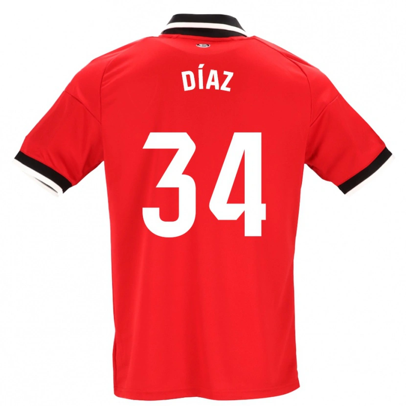 Danxen Män Mario Díaz #34 Svart Vit Röd Bortatröja Matchtröjor 2026/27 Tröjor T-Tröja