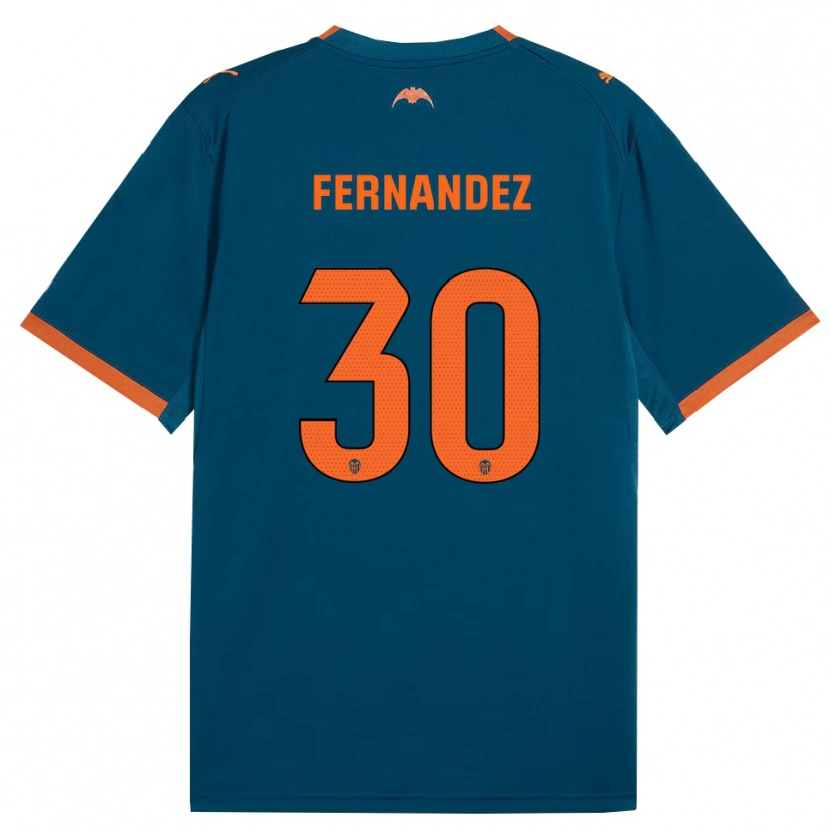 Danxen Män Rubén Fernández #30 Stålblå Orange Bortatröja Matchtröjor 2026/27 Tröjor T-Tröja