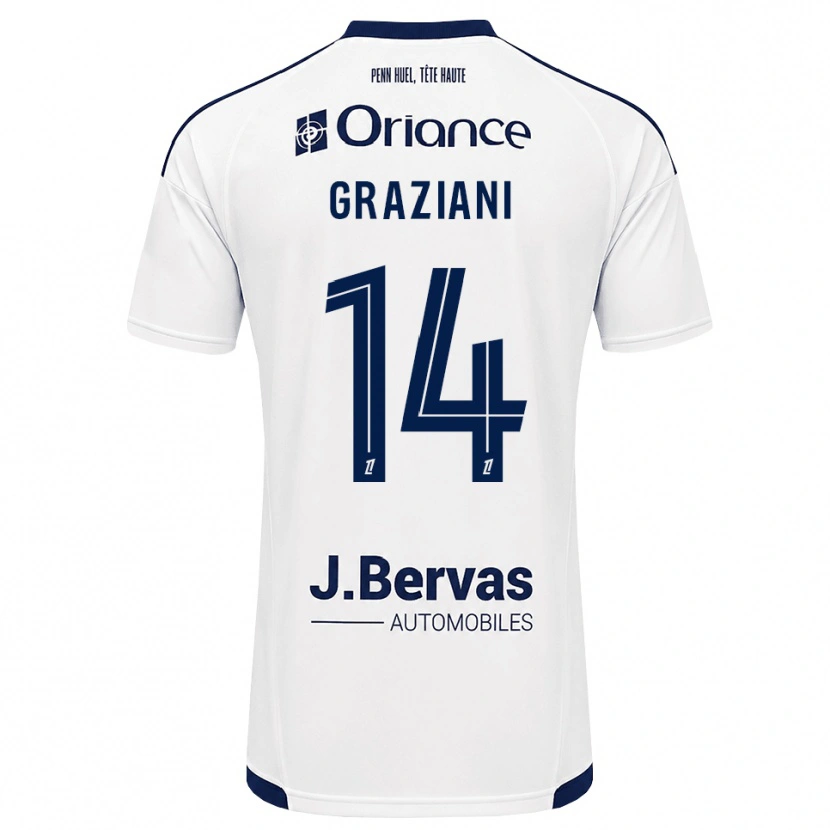 Danxen Män Kelyan Graziani #14 Marinblå Vit Bortatröja Matchtröjor 2026/27 Tröjor T-Tröja