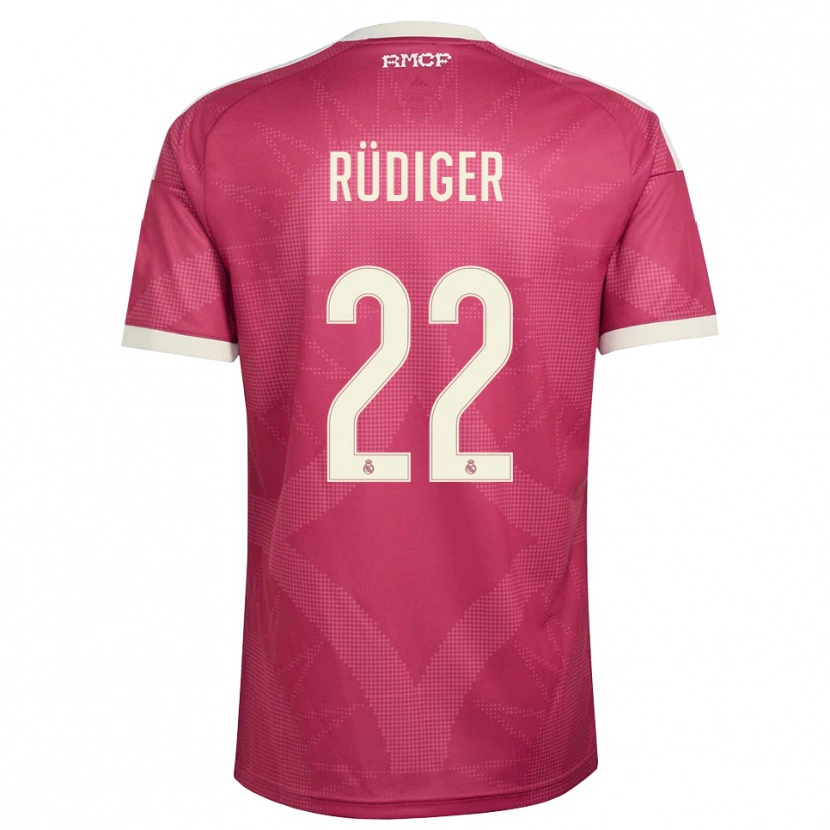 Danxen Män Antonio Rüdiger #22 Ljus Violettröd Vit Tredjesatsen Matchtröjor 2026/27 Tröjor T-Tröja