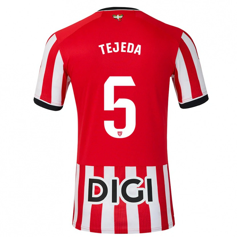 Danxen Kvinnor Diego Tejeda #5 Röd Svart Vit Hemmatröja Matchtröjor 2026/27 Tröjor T-Tröja