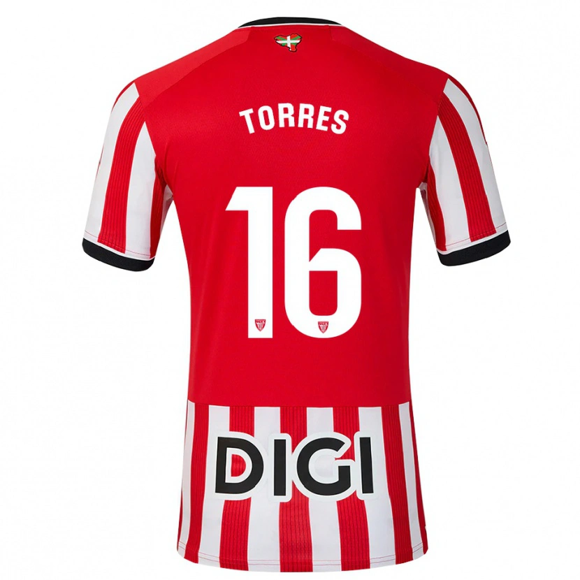 Danxen Kvinnor Asier Torres #16 Röd Svart Vit Hemmatröja Matchtröjor 2026/27 Tröjor T-Tröja