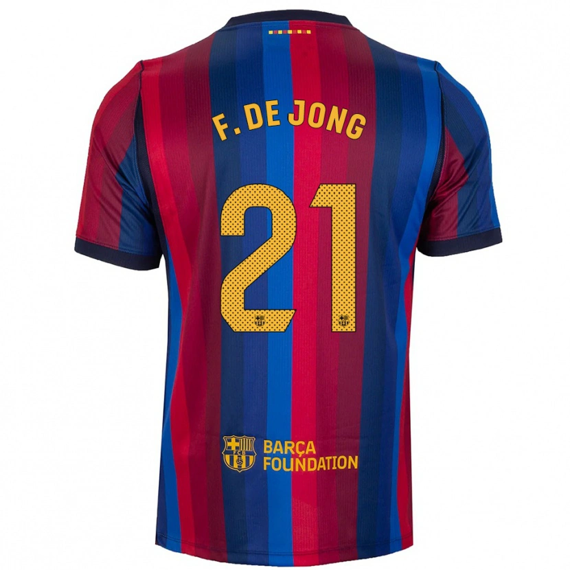 Danxen Kvinnor Frenkie De Jong #21 Kunglig Blå Röd Gul Hemmatröja Matchtröjor 2026/27 Tröjor T-Tröja