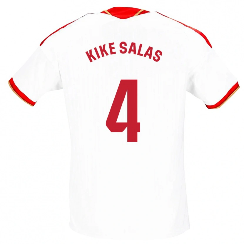 Danxen Kvinnor Kike Salas #4 Vit Röd Hemmatröja Matchtröjor 2026/27 Tröjor T-Tröja