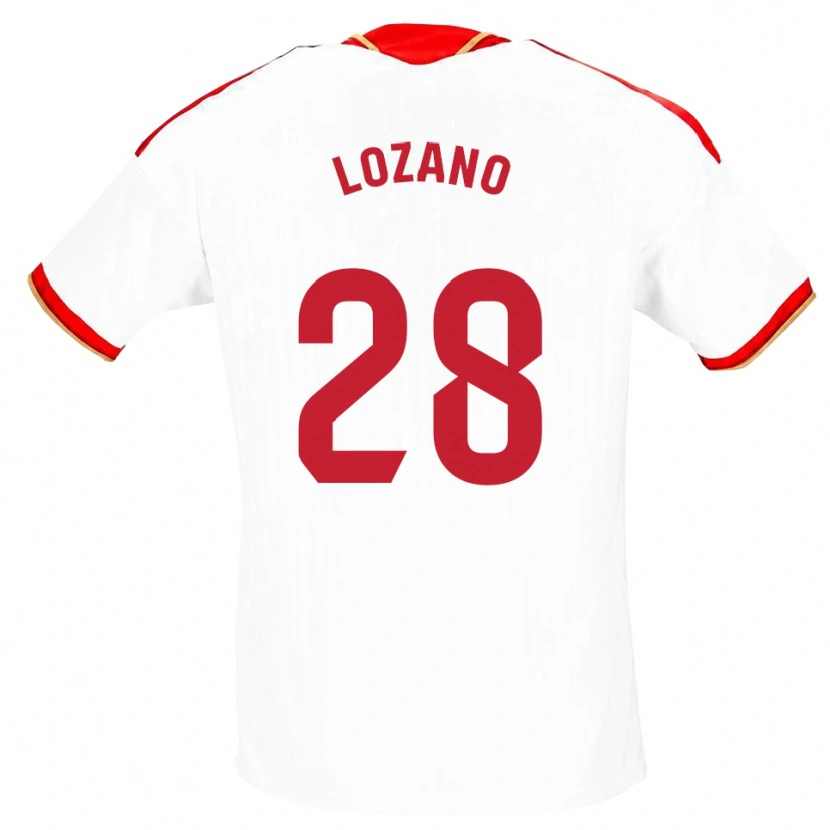 Danxen Kvinnor Elena Lozano #28 Vit Röd Hemmatröja Matchtröjor 2026/27 Tröjor T-Tröja