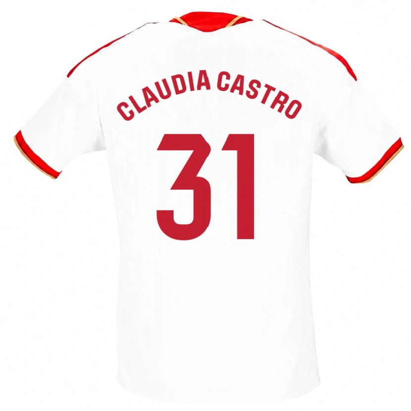 Danxen Kvinnor Claudia Castro Romero #31 Vit Röd Hemmatröja Matchtröjor 2026/27 Tröjor T-Tröja