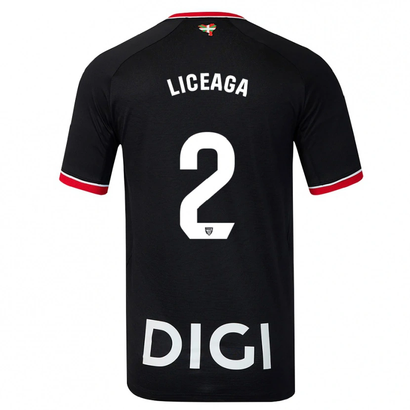 Danxen Kvinnor Urko Liceaga #2 Svart Vit Röd Bortatröja Matchtröjor 2026/27 Tröjor T-Tröja