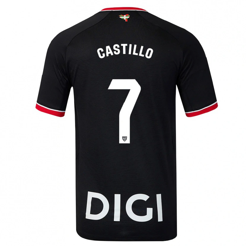 Danxen Kvinnor Unai Castillo #7 Svart Vit Röd Bortatröja Matchtröjor 2026/27 Tröjor T-Tröja