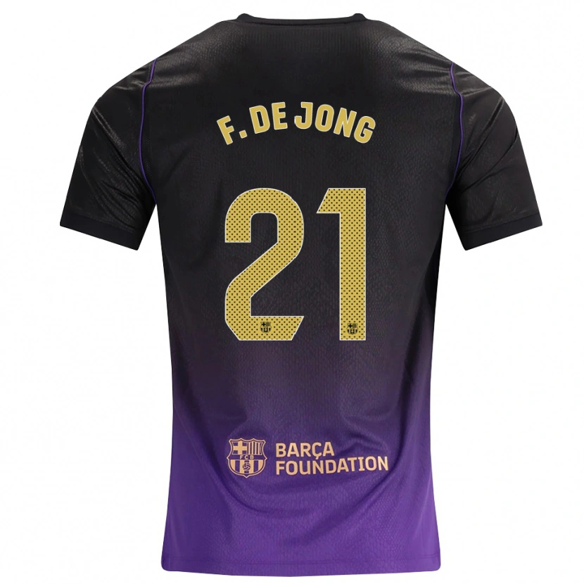 Danxen Kvinnor Frenkie De Jong #21 Lila Gul Svart Bortatröja Matchtröjor 2026/27 Tröjor T-Tröja