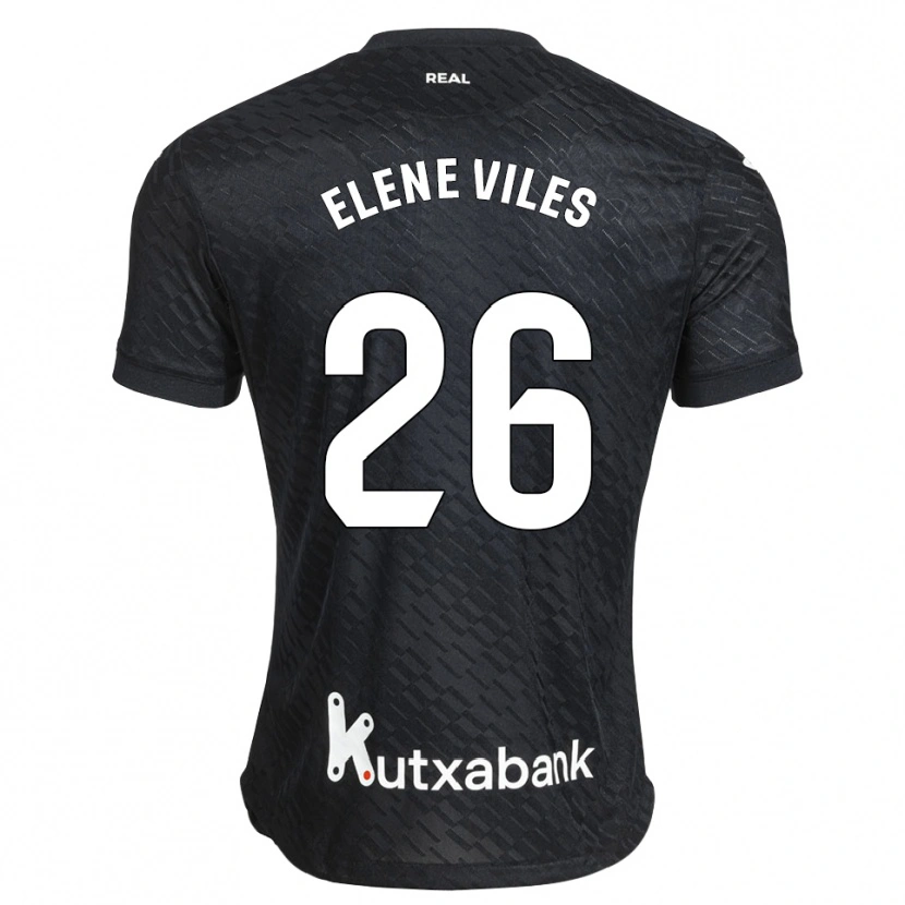 Danxen Kvinnor Elene Viles Odriozola #26 Svart Vit Bortatröja Matchtröjor 2026/27 Tröjor T-Tröja