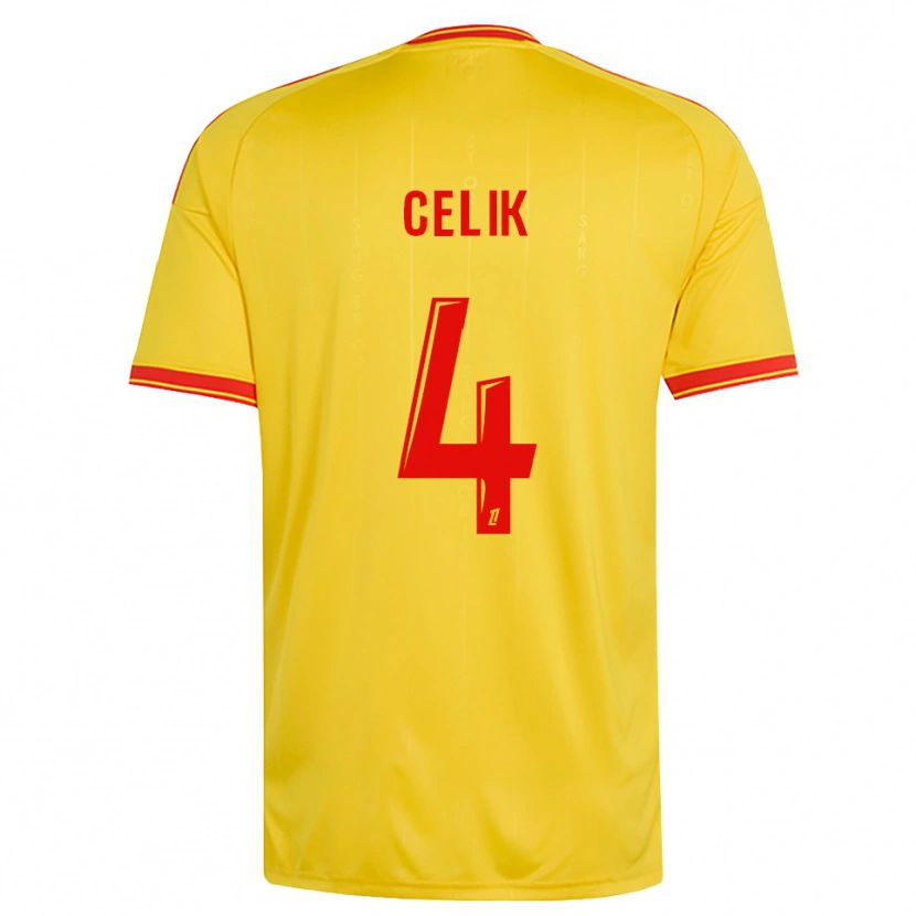 Danxen Barn Nidal Celik #4 Guld Orange Röd Hemmatröja Matchtröjor 2026/27 Tröjor T-Tröja