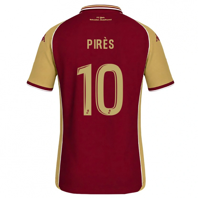 Danxen Barn Théo Pirès #10 Guldbrun Mörkröd Hemmatröja Matchtröjor 2026/27 Tröjor T-Tröja