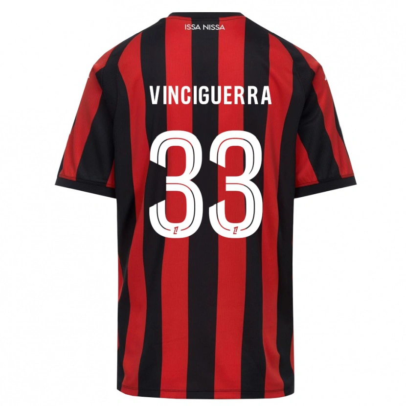 Danxen Barn Pauline Vinciguerra #33 Röd Svart Vit Hemmatröja Matchtröjor 2026/27 Tröjor T-Tröja